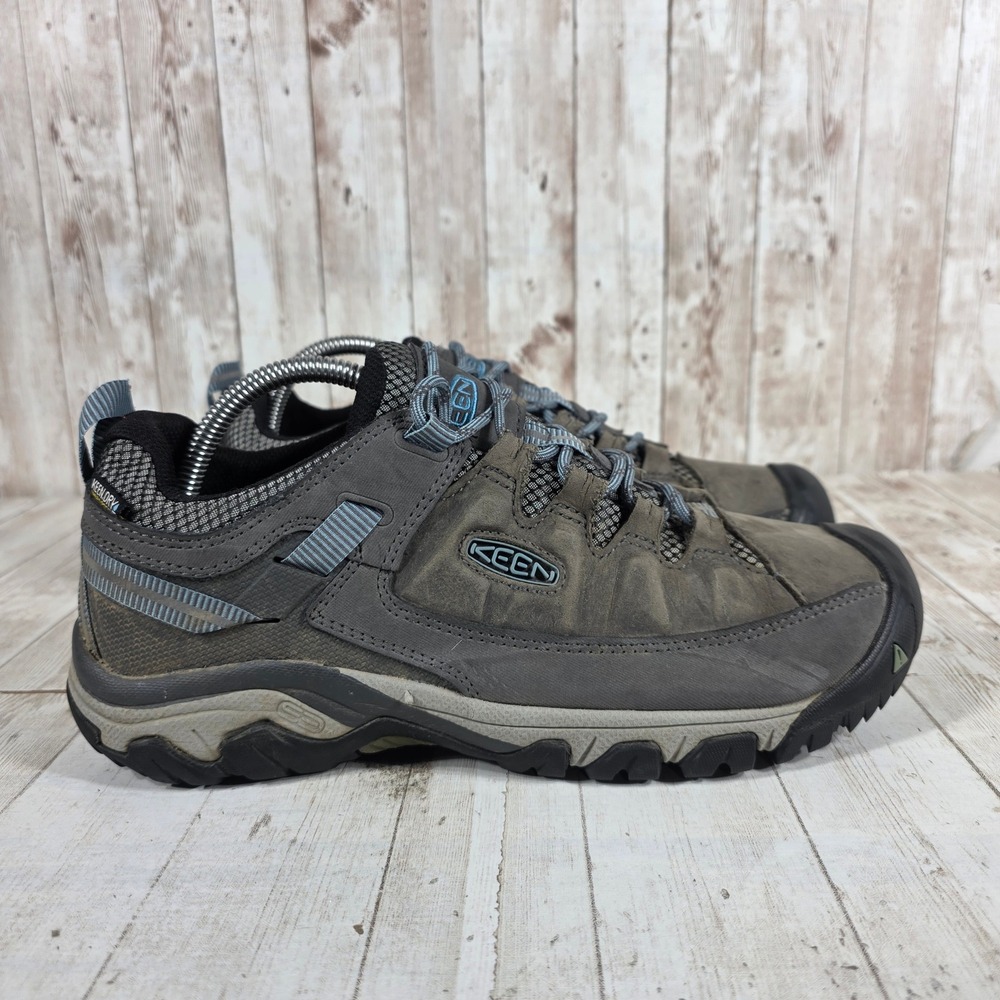 Keen Dry Waterproof Hiking Shoes Grey Blue Leather Low Trail 1023038 Womens 9.5